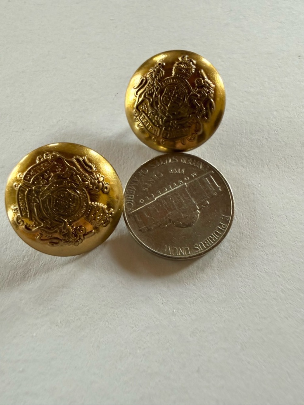 Set of 2 Ralph Lauren Coat of Arms Gold-tone Brass Blazer Buttons - Picture 5 of 6